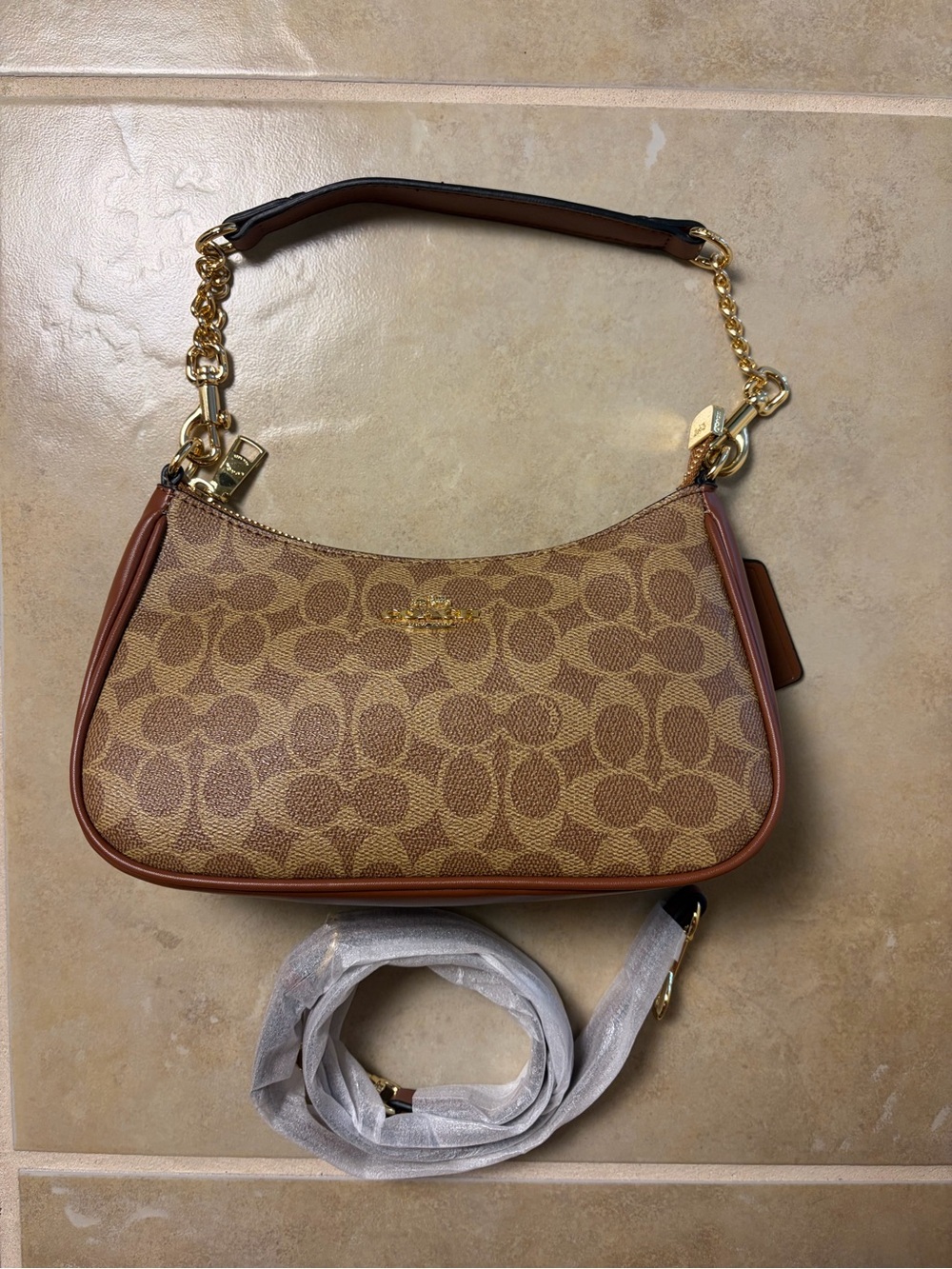 Coach Signature Teri Shoulder Bag in Brown